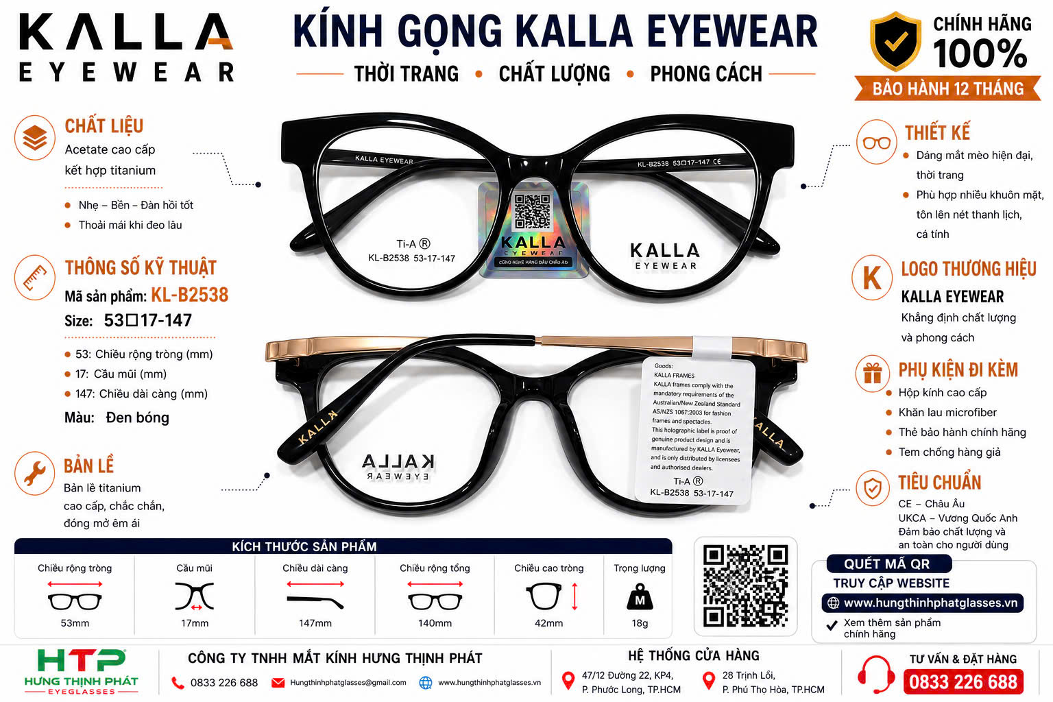 Gọng kính Kalla Eyewear KL-B2538