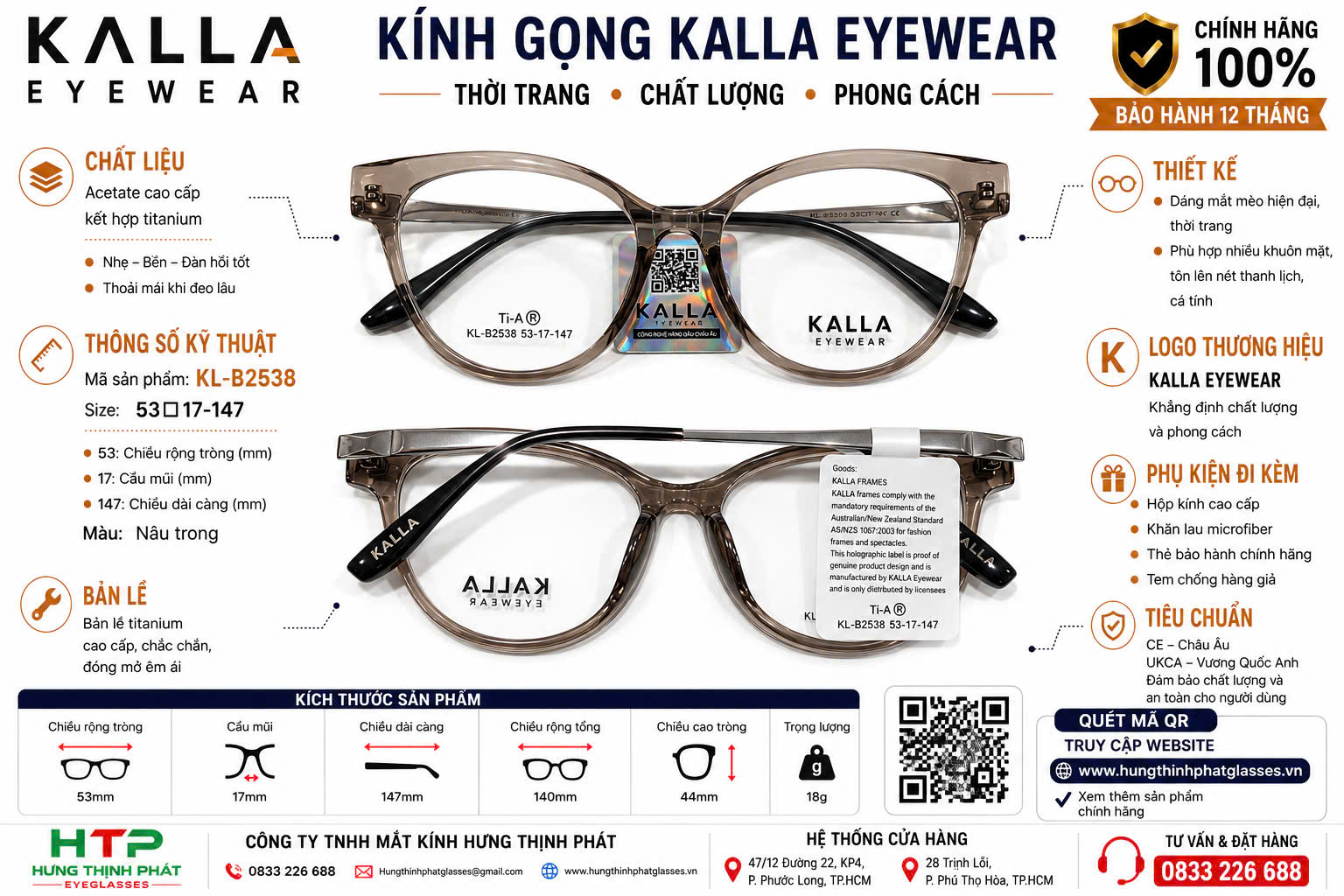 Gọng kính Kalla Eyewear KL-B2538