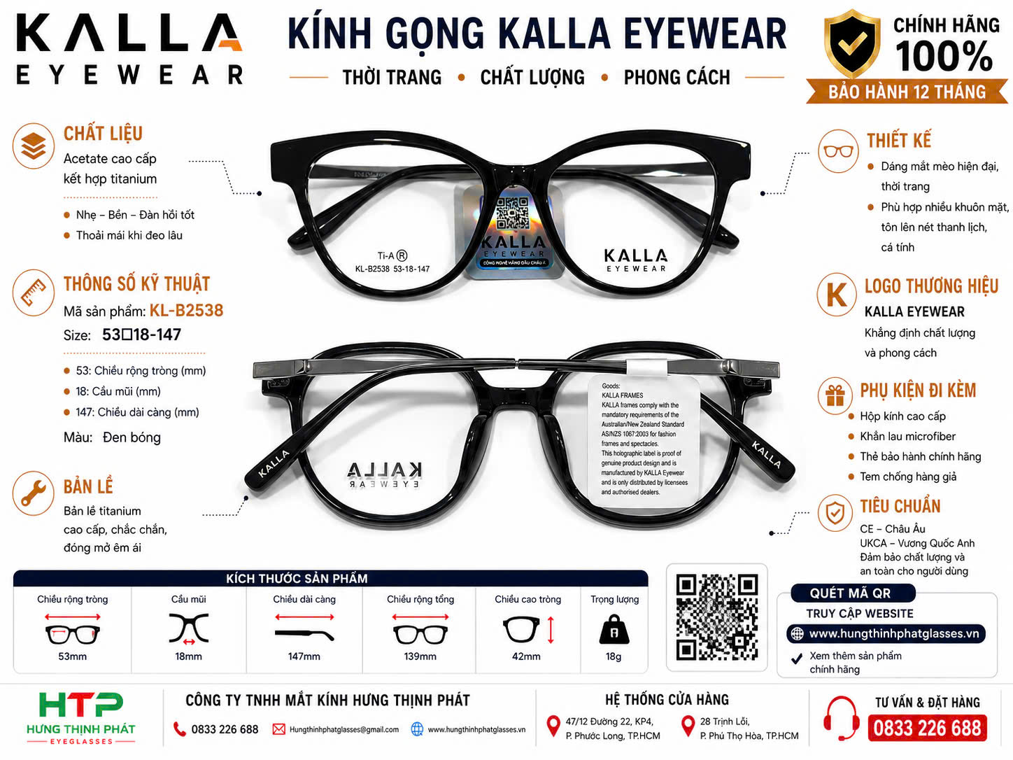 Gọng kính Kalla Eyewear KL-B2538